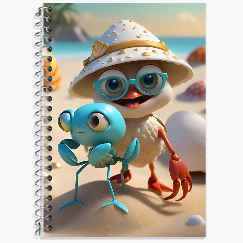 دفتر زبان 50 برگ خندالو مدل دو خط طرح حیوانات بامزه کد F7796