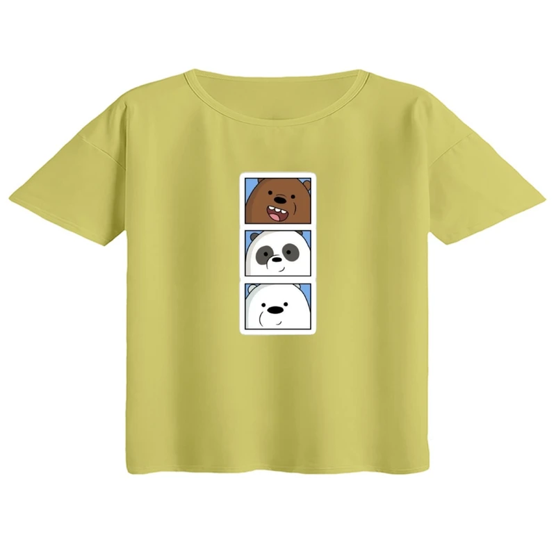 کراپ تی‌شرت آستین کوتاه زنانه مدل خرس های کله فندقی کد۲