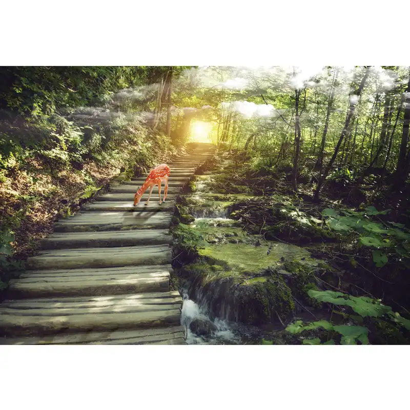 پوستر دیواری طرح آهو و راه چوبی کد lk13