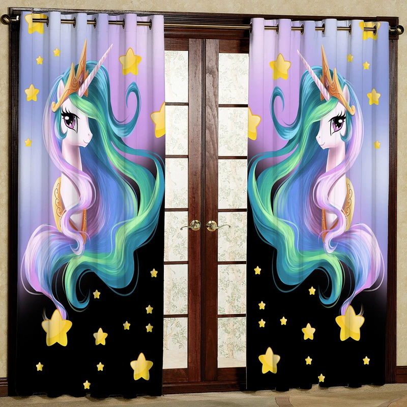 پرده مدل اسب تک شاخ مخمل پانچی کد 4619 سایز 200x140 سانتی متر
