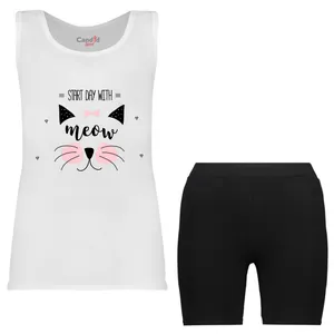 ست تاپ و شلوارک دخترانه مدل 6016