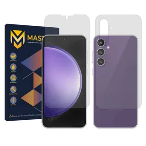 Master Resistant model transparent screen protector suitable for Samsung Galaxy S23 FE mobile phone along with the back protector