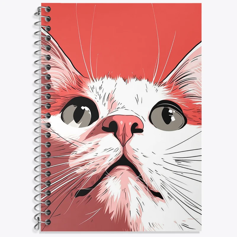 دفتر زبان 50 برگ خندالو مدل دو خط طرح گربه (Cat) کد N2128