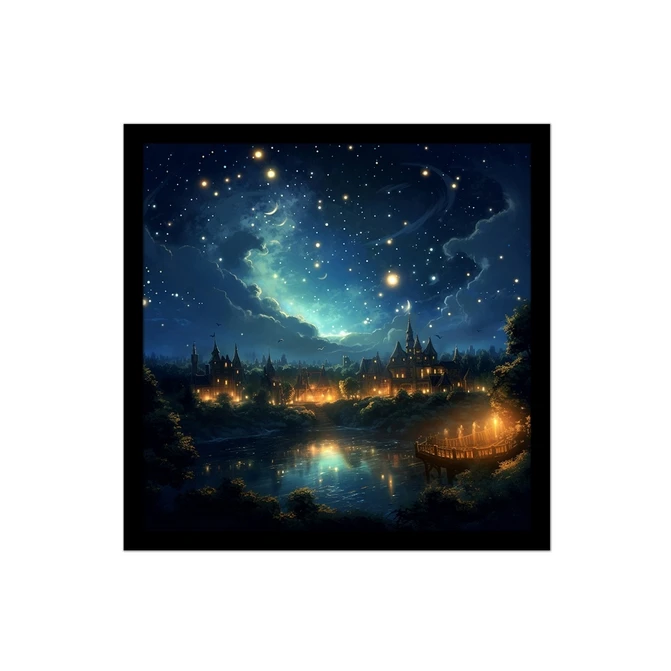 تابلو نوری بکلیت طرح منظره شهر و آسمان شب مدل B-MID-15615