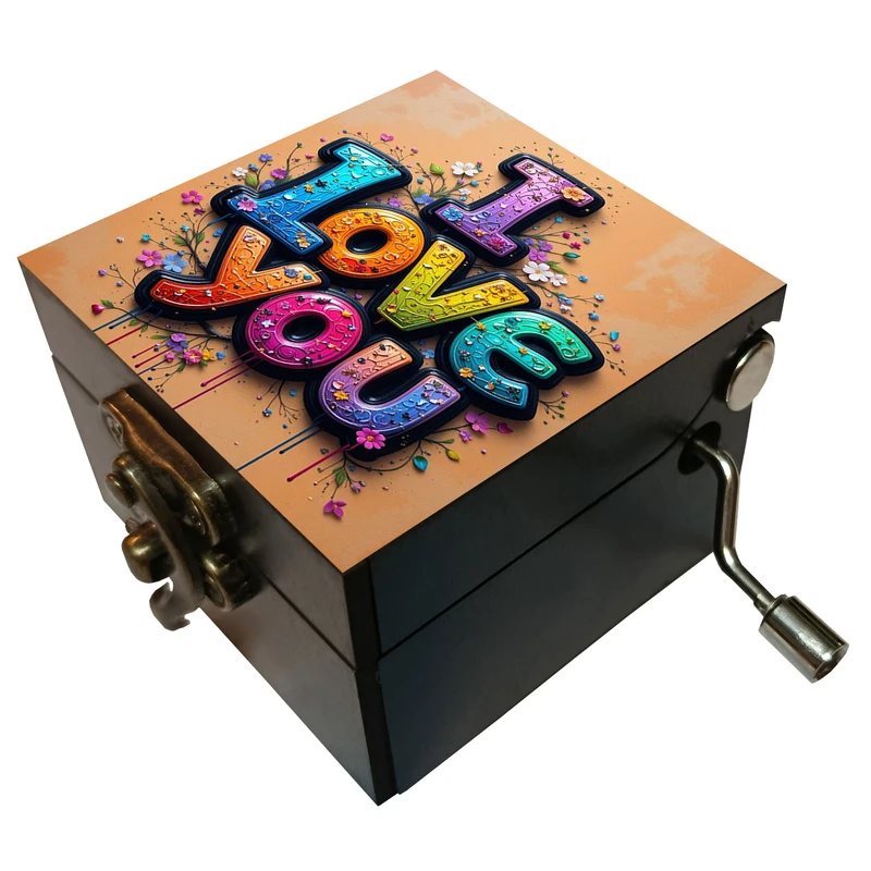جعبه موزیکال مدل هندلی طرح دوست دارم i love you کد 2028