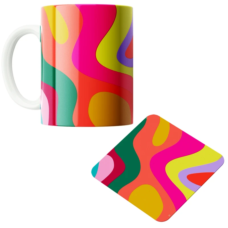 ماگ مدل هفت رنگ کد 81 به همراه زیرلیوانی