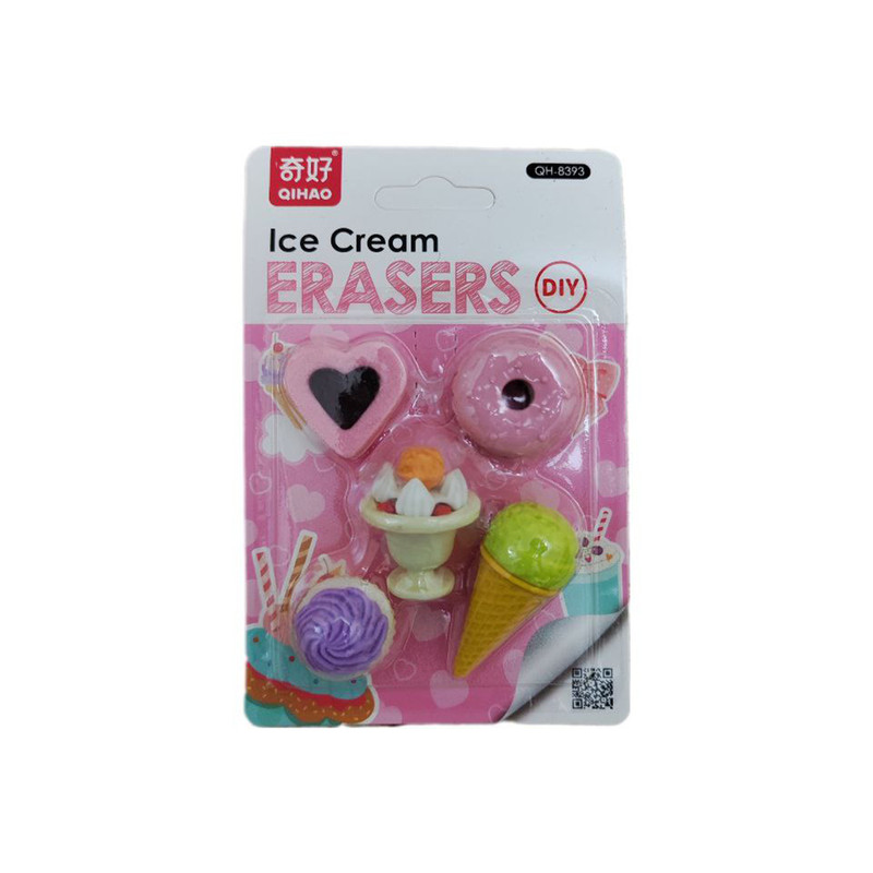 پاک کن کیو آی ها او مدل فانتزی طرح کیک و بستنی مجموعه 5 عددی