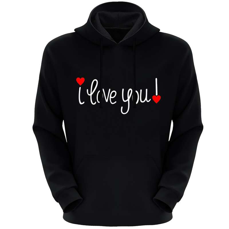هودی زنانه مدل  F294 I LOVE YOU رنگ مشکی