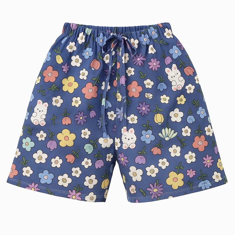 شلوارک راحتی زنانه ماییلدا طرح گل و خرگوش کد 5566-4