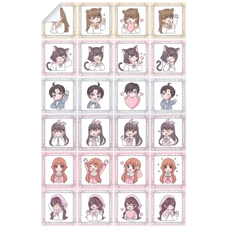 برچسب مدل انیمه های کیوت مجموعه 24 عددی