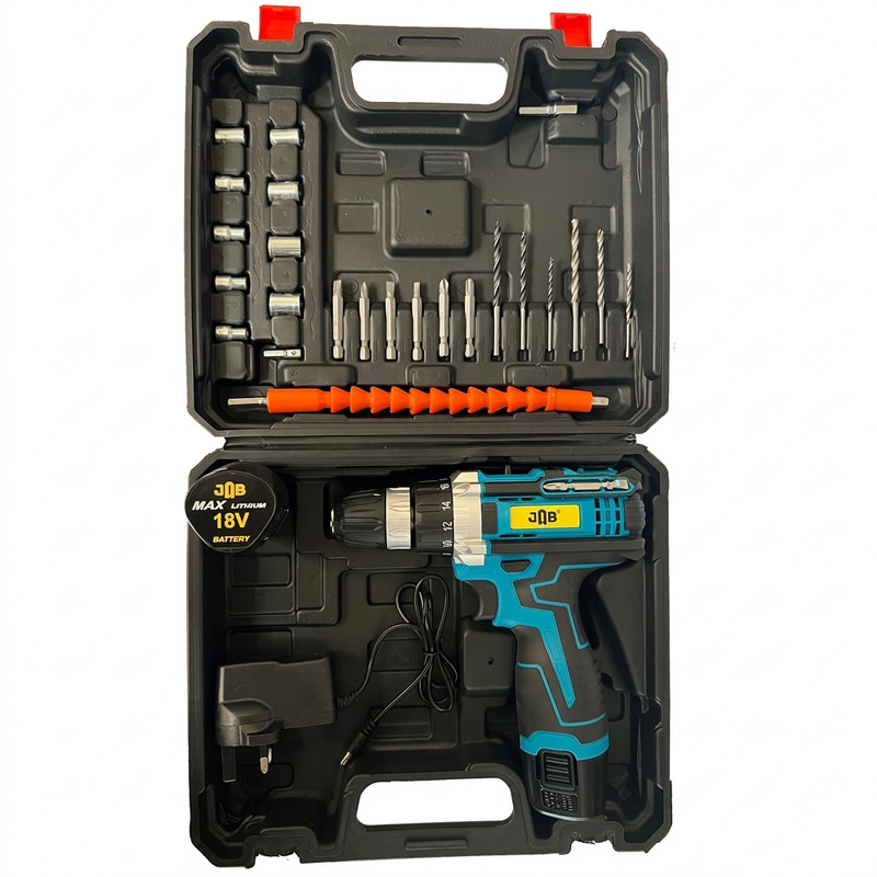 دریل پیچ گوشتی شارژی ۱۰ میلیمتری ۱۲۸ ولت جاب مدل JB-128 Industrial new مجموعه ۳۵ عددی