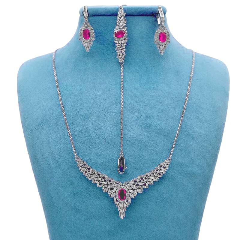 نیم ست نقره زنانه مدل مبینا NSH-RZZDEH-094