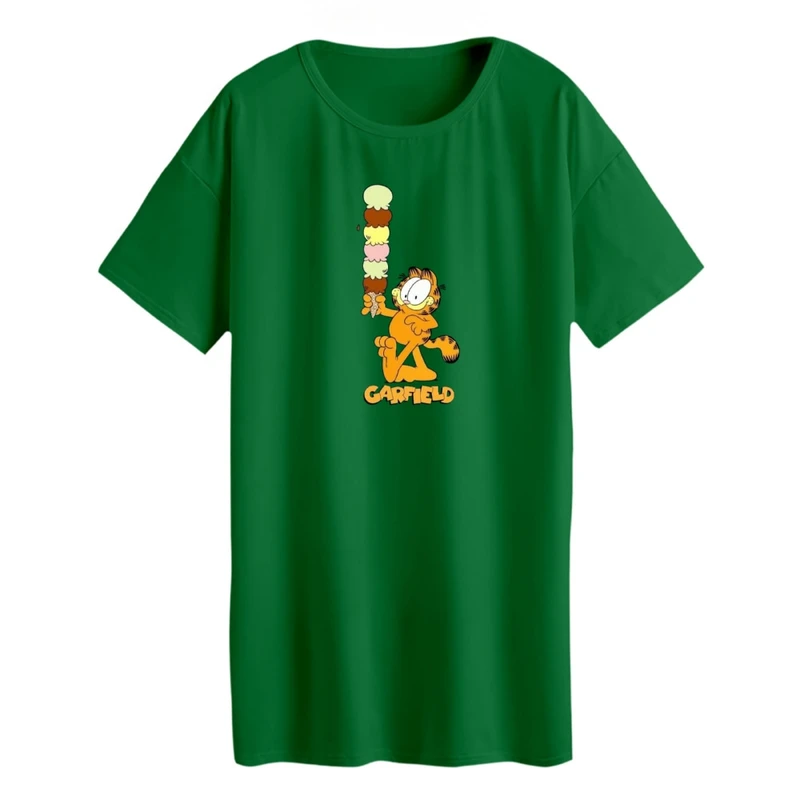 تی شرت لانگ زنانه مدل گارفیلد و بستننی
