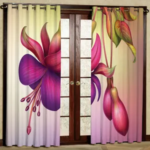 پرده مدل گل زنبق هازان پانچی کد 2180 سایز 140x200 سانتی متر