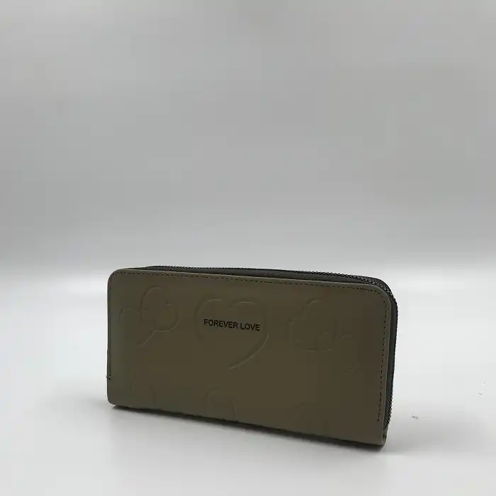 کیف پول زنانه مدل تک زیپ طرح قلب کد 1042