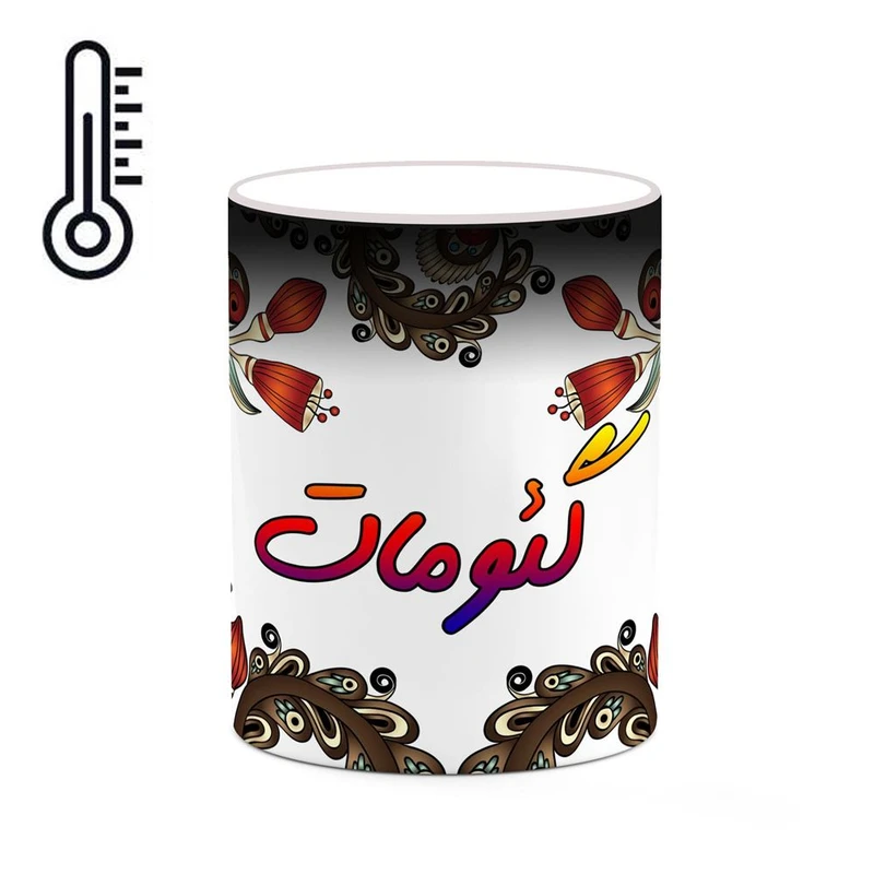 ماگ حرارتی کاکتی مدل اسم گئومات طرح سنتی گل و بته کد mgh46873
