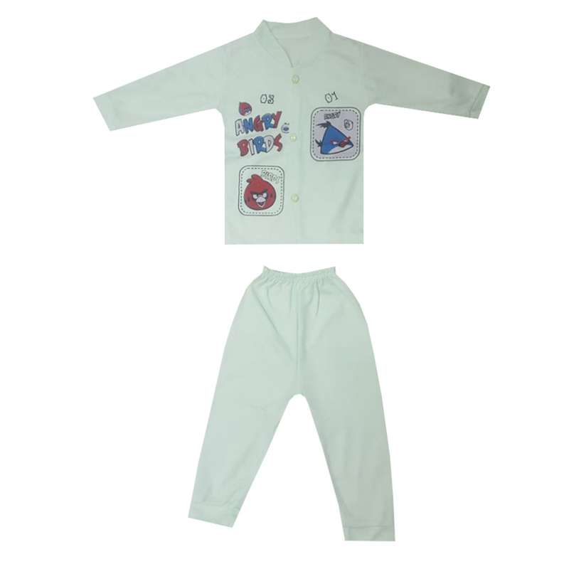 ست شومیز و شلوار نوزادی مدل انگری برد رنگ سبز