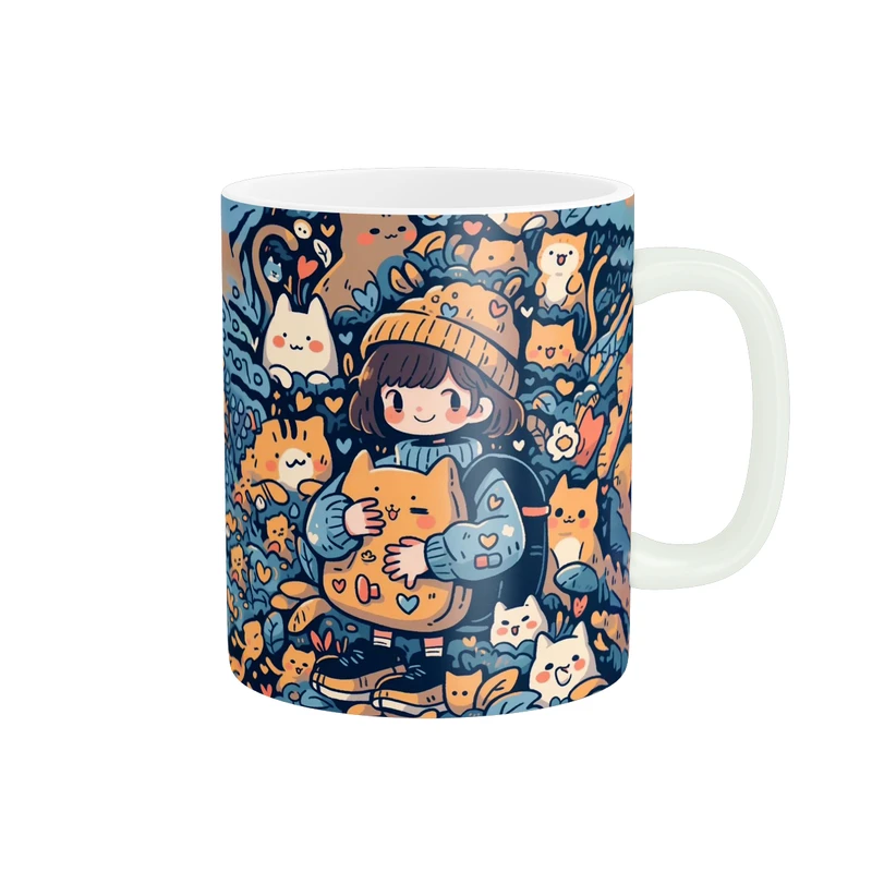 ماگ پادآفرین مدل انیمه دختر گربه ای کد 302