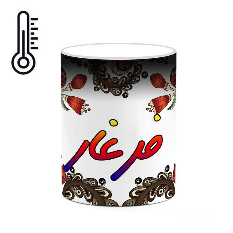 ماگ حرارتی کاکتی مدل اسم فرغار طرح سنتی گل و بته کد mgh46376