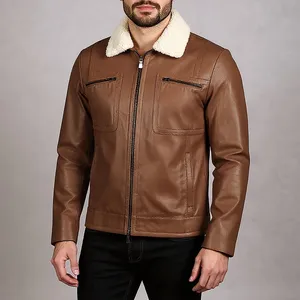 کت چرم مردانه چرم مشهد مدل k0628-014 رنگ شکلاتی