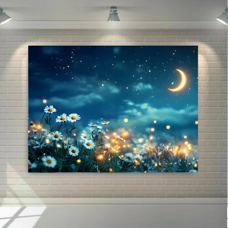 پوستر پارچه ای طرح مخمل  گل مدل حلال ماه کد FP106666