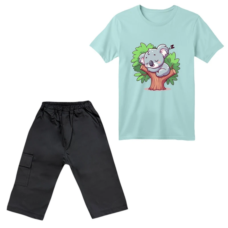 ست تی‌شرت آستین کوتاه و شلوارک پسرانه مدل کووالا کد03