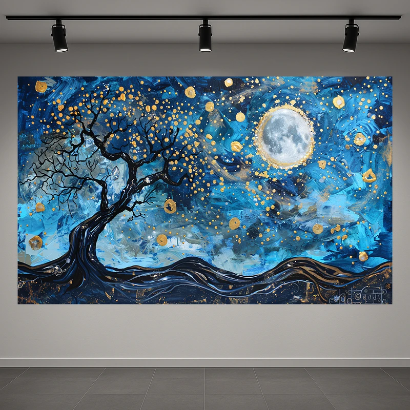 پوستر طرح ماه مدل شب پر ستاره کد PD1311137