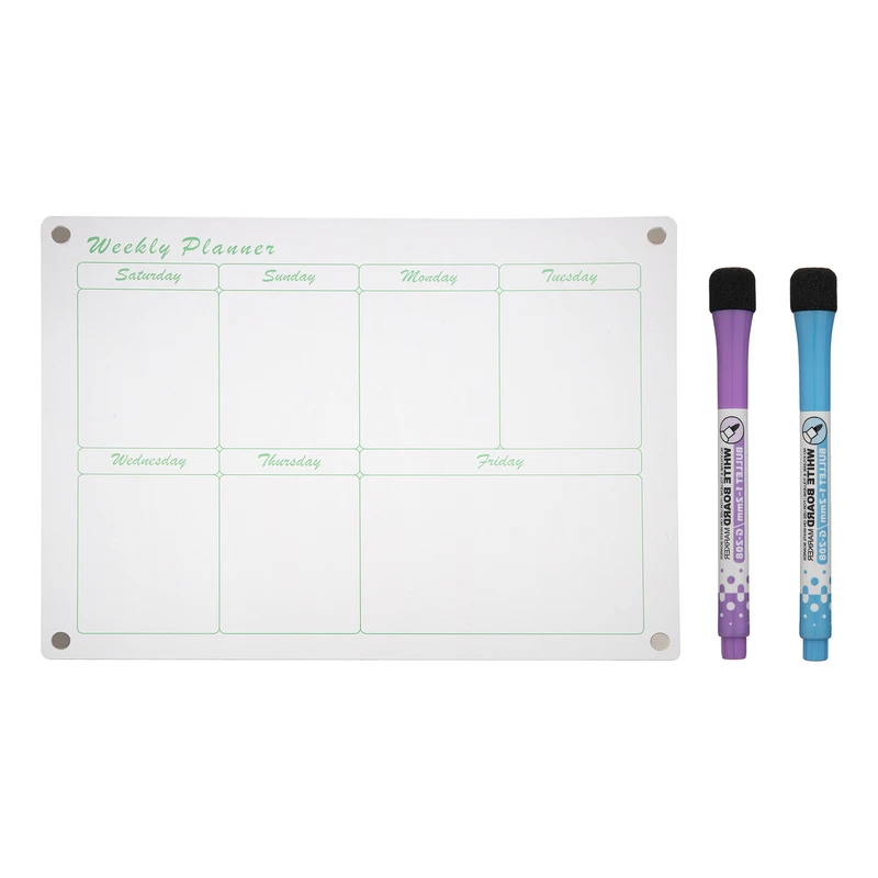 تخته وایت برد مدل پلنر آهنربایی کد 04 سایز 30x40 سانتی متر به همراه ماژیک بسته 2 عددی