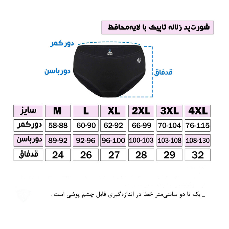 شورتکس زنانه تاپیک مدل لایه جاذب ضدحساسیت رنگ مشکی