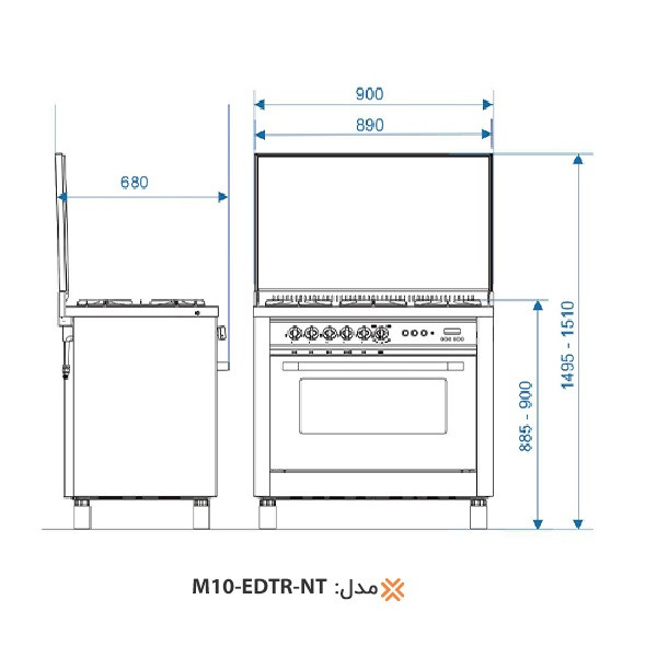اجاق گاز 5 شعله اخوان مدل M10-EDTR-NT