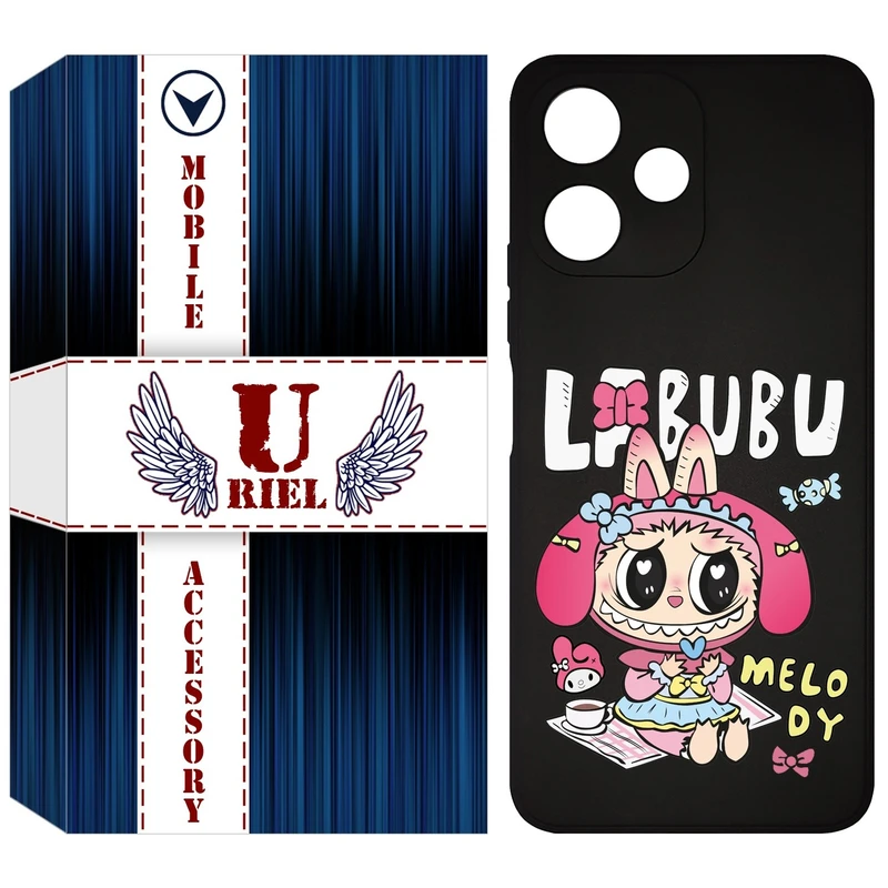 کاور یوریل قاب مدل KSH کد 140 طرح عروسک لبوبو مناسب برای گوشی موبایل شیائومی Redmi 12 5G / Note 12R / Poco M6 Pro 5G