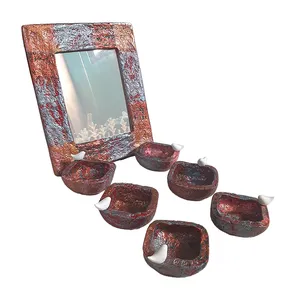 مجموعه ظروف هفت سین 7 پارچه مدل مستطیلی طرح مرغ آمین سرخ کد 99-85