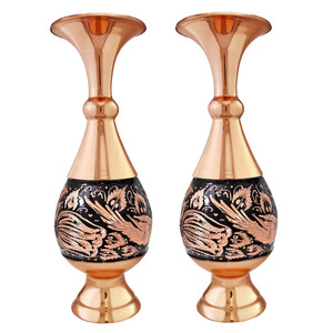 گلدان مسی مدل الماس تراش کد JR-20 بسته 2 عددی