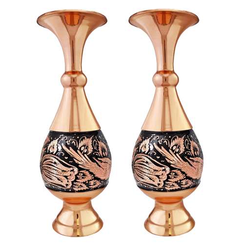 گلدان مسی مدل الماس تراش کد JR-20 بسته 2 عددی