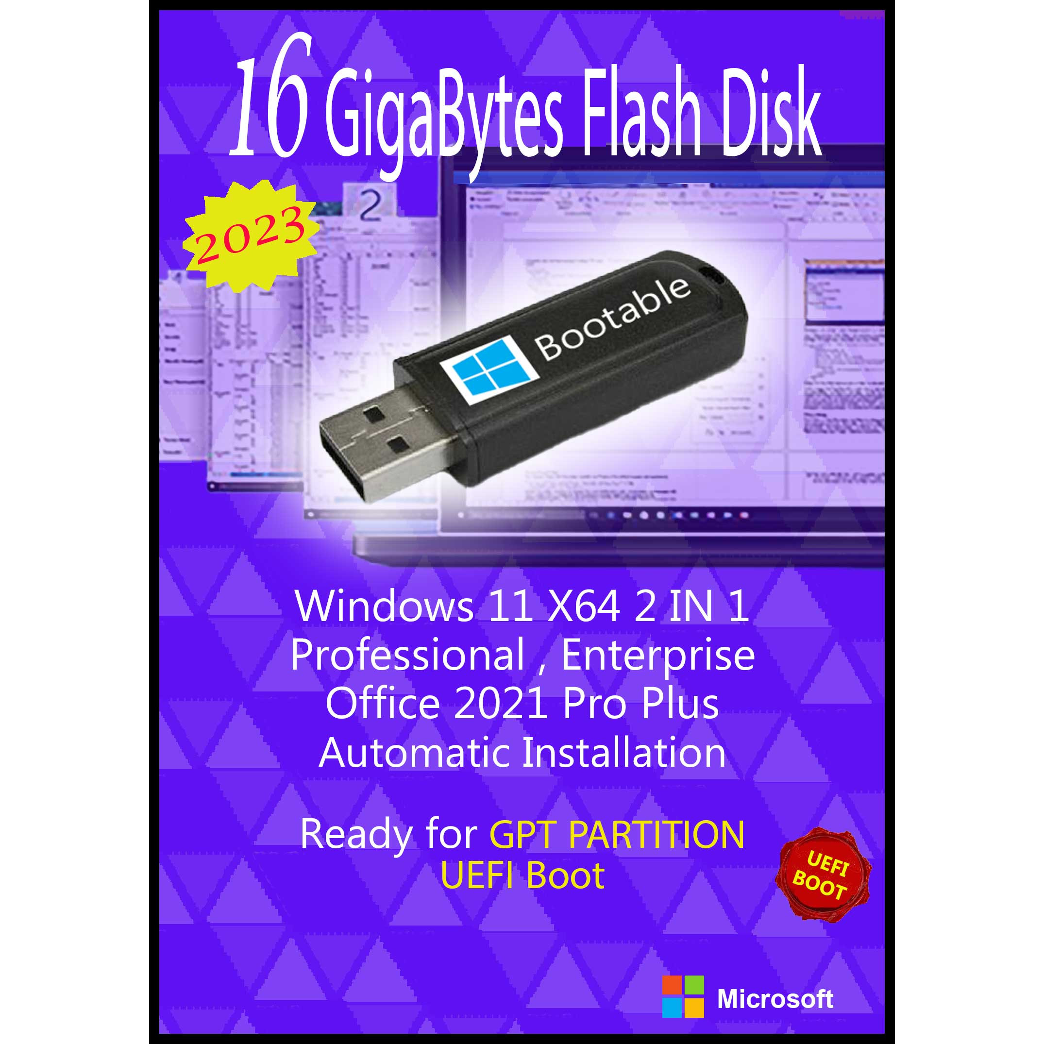 سیستم عامل Windows 11 Pro. Ent. X64 UEFI - Office 2021 Pro Plus نشر مایکروسافت