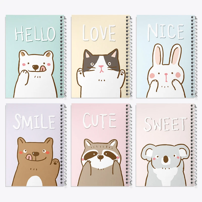 دفتر نقاشی 50 برگ خندالو طرح حیوانات بامزه کد 41 مجموعه 6 عددی