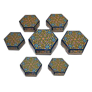 جعبه هدیه مدل 6 گوش طرح گلستان کد BX7H62 بسته 7عددی