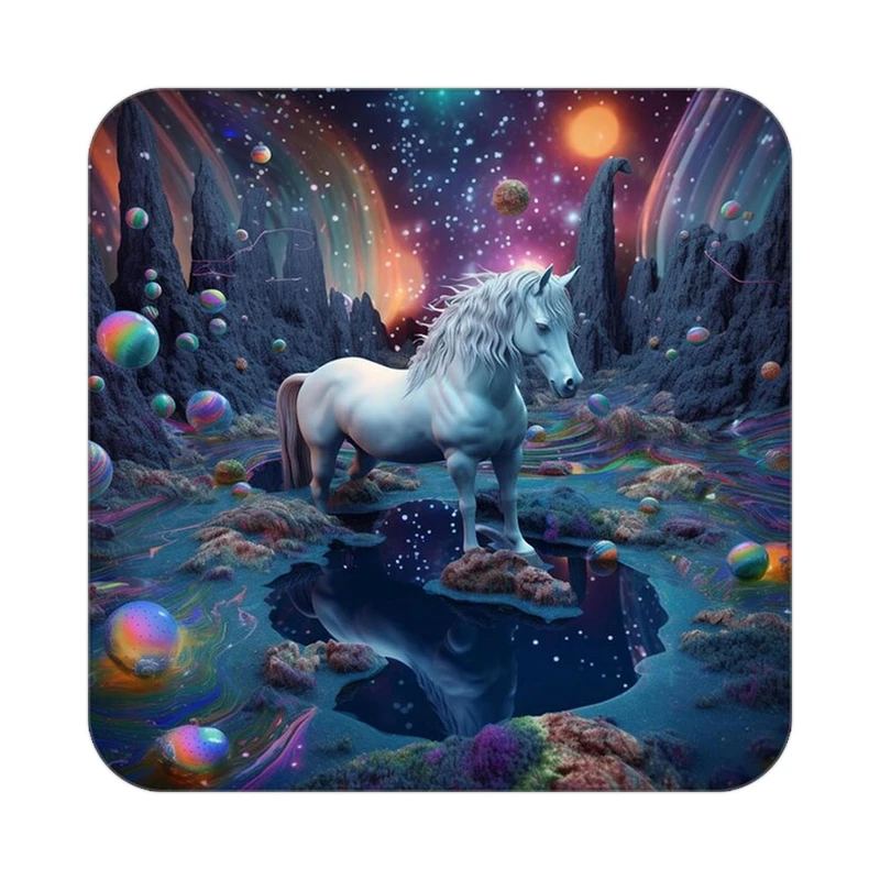 زیر لیوانی کاکتی طرح اسب تک شاخ و یونیکورن مدل mp31748