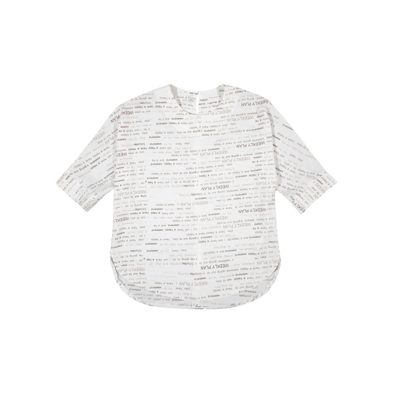 بلوز زنانه مدل یقه گرد آستین کیمونو طرح ویکلی رنگ سفید