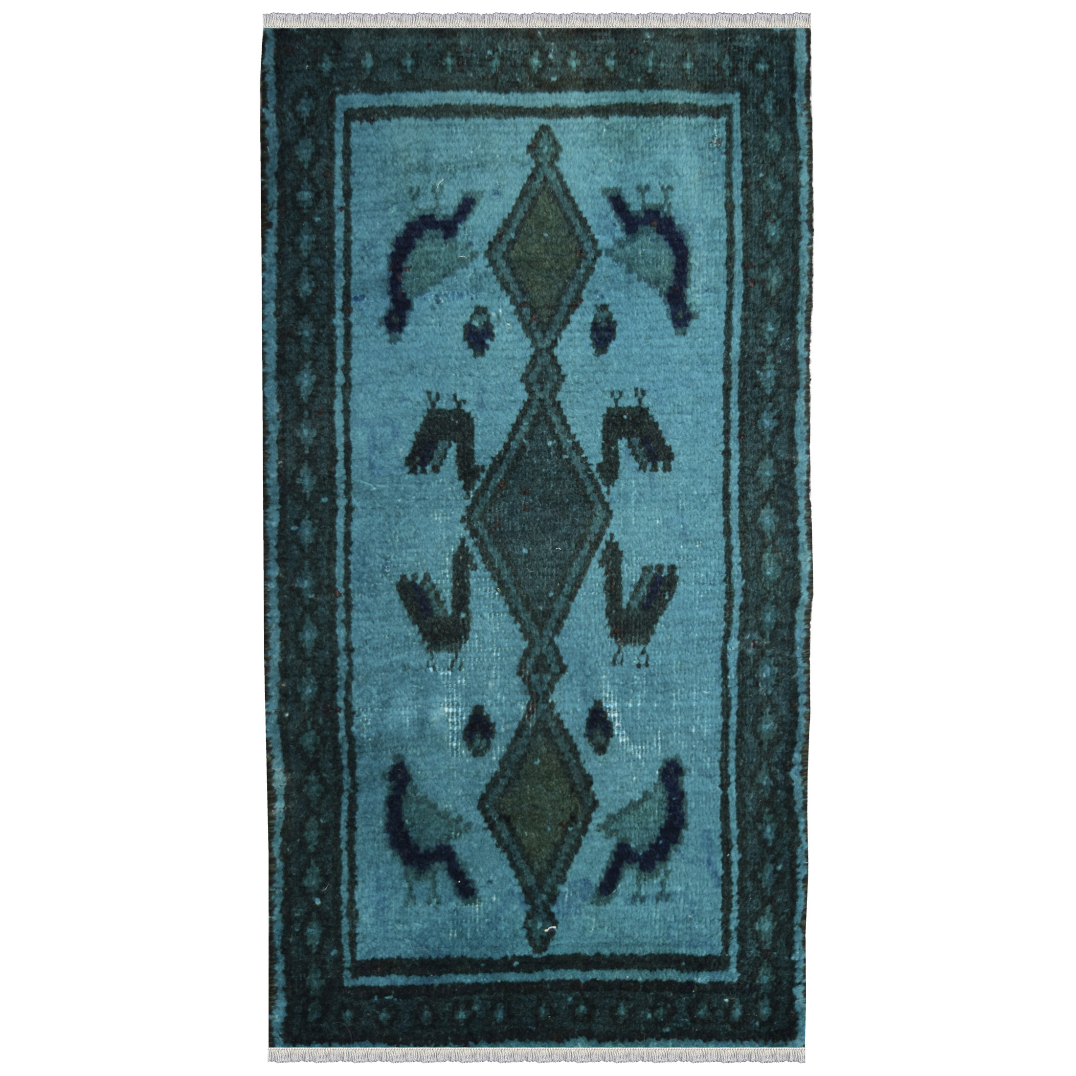 فرش دستبافت رنگ شده نیم متری طرح وینتج کد 981171