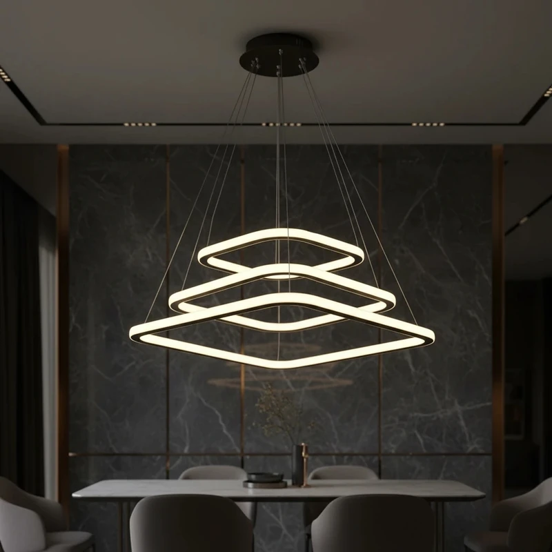 لوستر 6 شعله نور از ما رشکان مدل SET.SQUARE.H