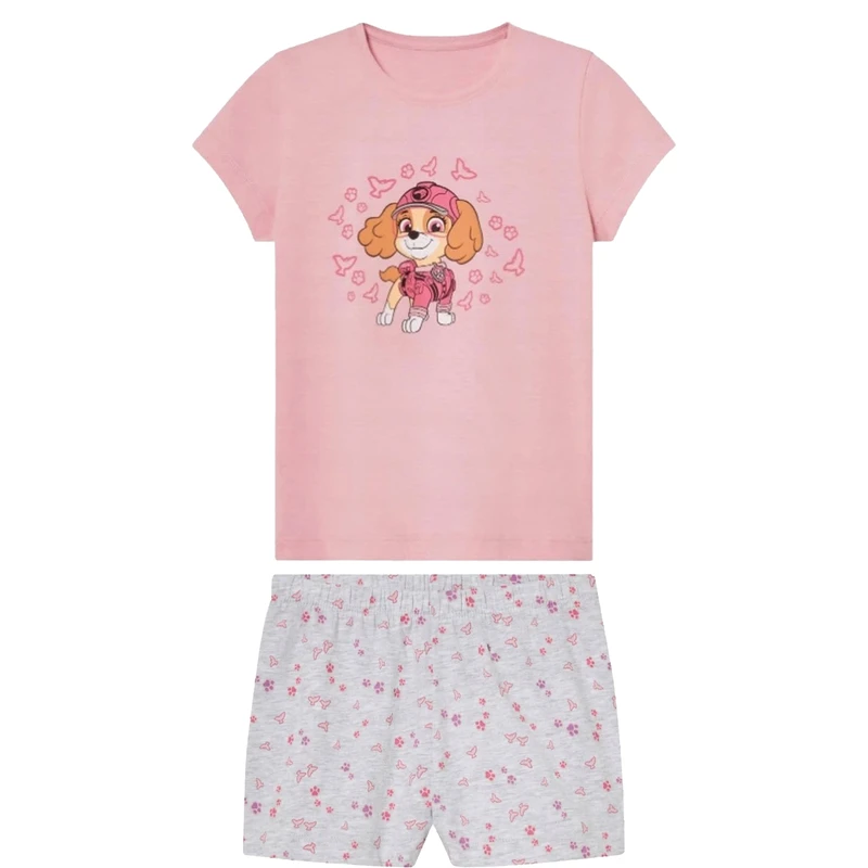 ست تی‌شرت آستین کوتاه و شلوارک راحتی دخترانه پاو پاترول مدل NZ 1442