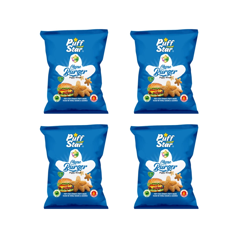 اسنک چهارجوانه چیزبرگر پف استار - 50 گرم بسته 4 عددی