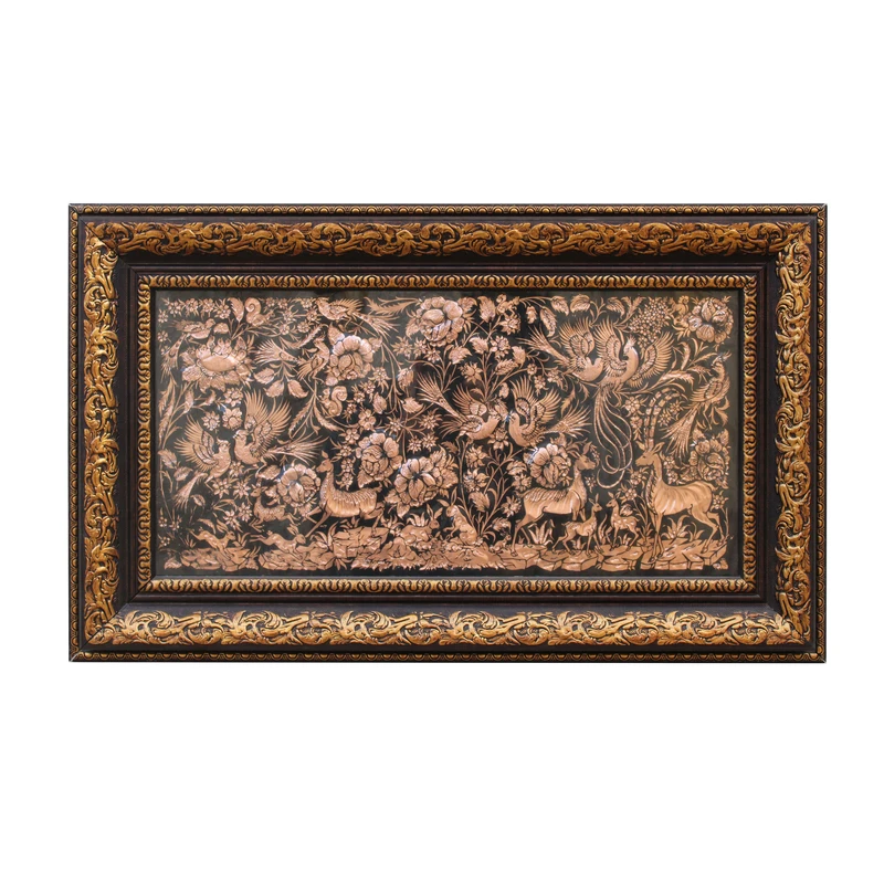  تابلو قلمزنی مدل گل و مرغ کد 105