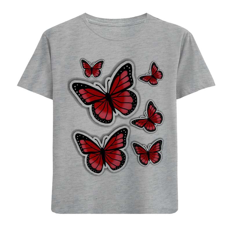 تی شرت آستین کوتاه دخترانه مدل پروانه ها F709