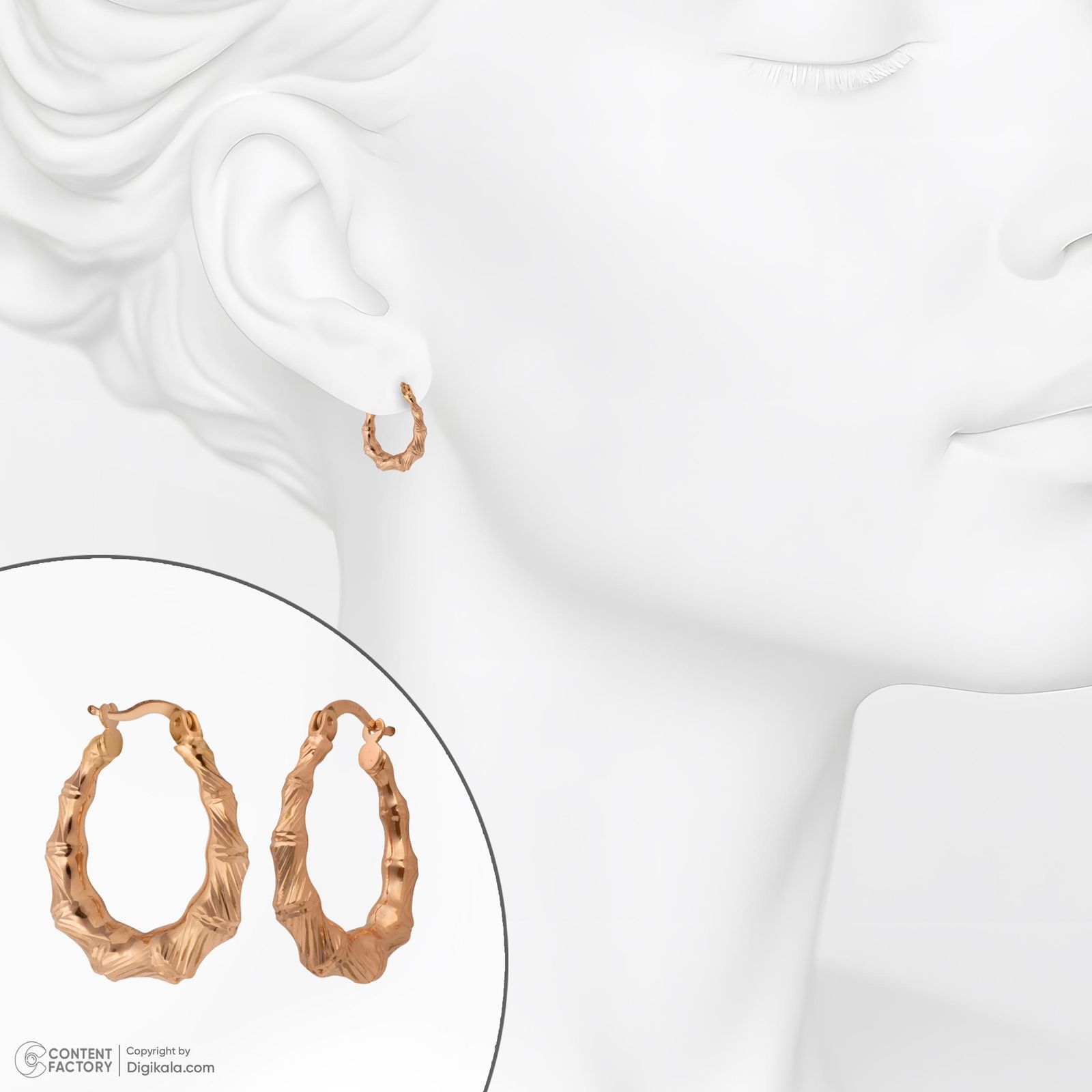 گوشواره کلیپسی طلا 18 عیار زنانه حافا گلد مدل بامبو کد e015 -  - 2