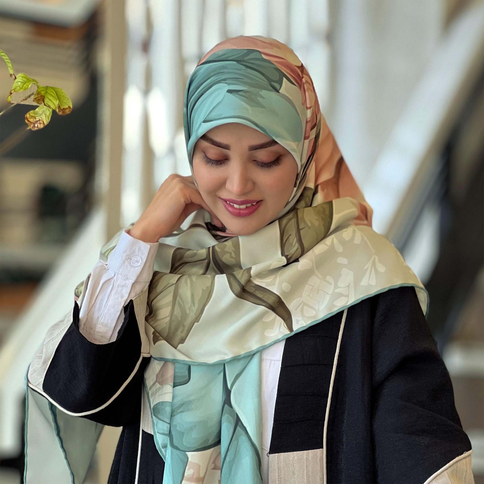روسری زنانه مدل ابریشم توییل طرح گل کد ana-5061 -  - 3