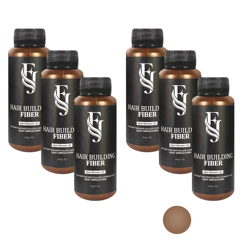 پودر پر پشت‌ کننده مو افجه مدل H-BR06 وزن 20 گرم رنگ قهوه ای مجموعه 6 عددی