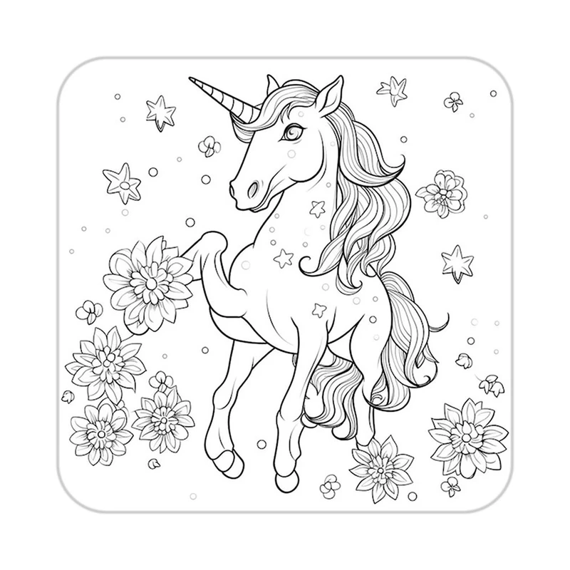 زیر لیوانی کاکتی طرح اسب تک شاخ و یونیکورن مدل mp30345