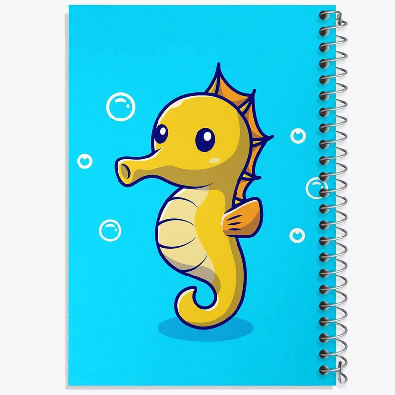 دفتر ژورنال نویسی 50 برگ خندالو مدل نقطه ای طرح حیوانات بامزه اسب دریایی کد 29709
